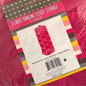 Pink 5-Shelf Hanging Closet Storage